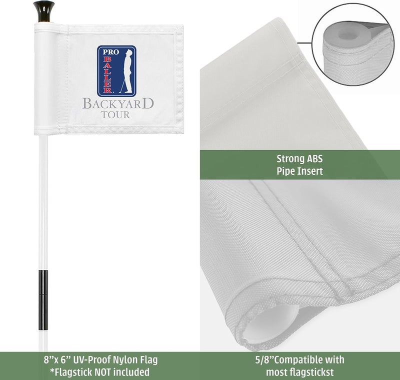 WATSY Golf Flag 8x6 Inch – 420D Nylon Double-Sided Mini Pin Flag with Tube Inset, Practice Putting Green Flags for Yard (BACKYARD TOUR) - Image 2